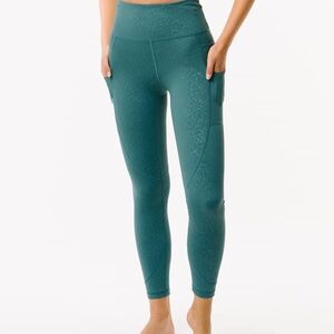 *discontinued* Dark Teal Floral Pocket Light n Tight Legging Zyia Size 6-8